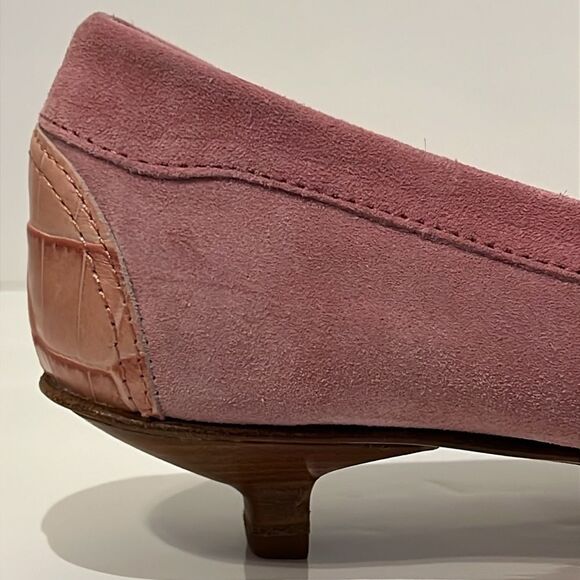 Fieramosca & Co. Pink‎ Suede/Leather Square Toe Kitten Heel Shoes Size 10 - Picture 6 of 16